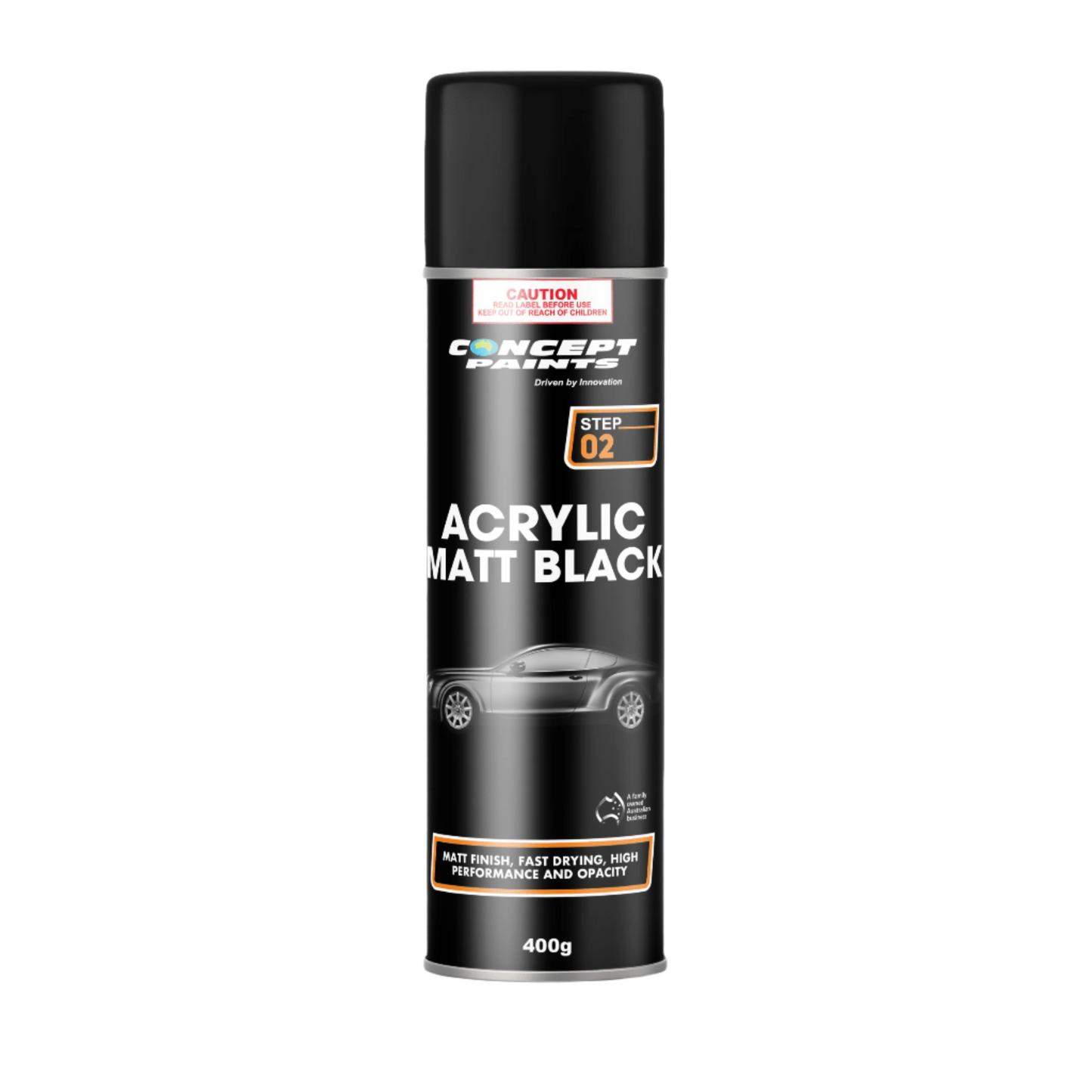 Acrylic Matt Black Aerosol 400grams