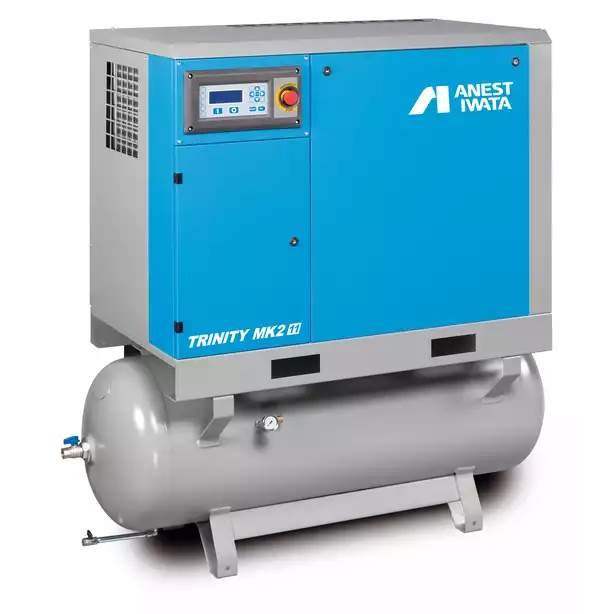 Anest Iwata Trinity11 MK2 11KW 8bar 270 Litre Screw Tank with filters and dryer