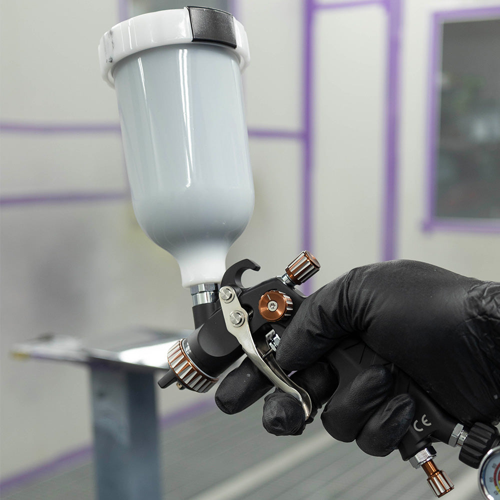 WX-102G Mini automotive spray gun for small to medium refinishing projects.